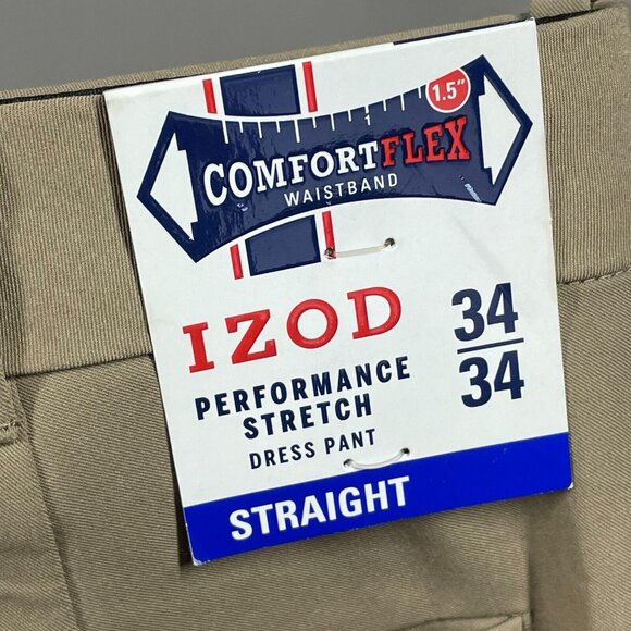 NEW Izod Pants Mens 34 brown dress straight leg classic preppy - Picture 5 of 10